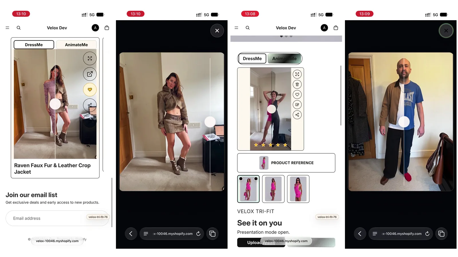 Mobile Shop-native product and try-on journey